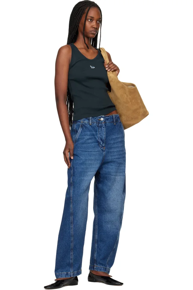 Maison Kitsuné Navy Baby Fox Ribbed Tank Top, photo 4 of 4 from SSENSE
