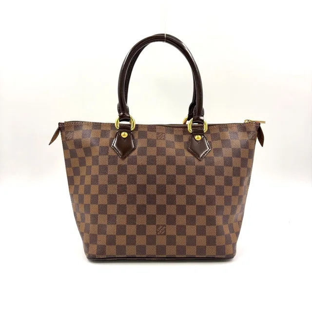 Louis Vuitton Saleya PM Damier Ebene Leather Brown Tote Bag Gold in Brown Leather from The Reluxe
