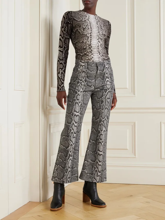 GABRIELA HEARST Asha snake-print cashmere and silk-blend jacquard top in Grey, photo 2 of 2 from NET-A-PORTER (Canada)