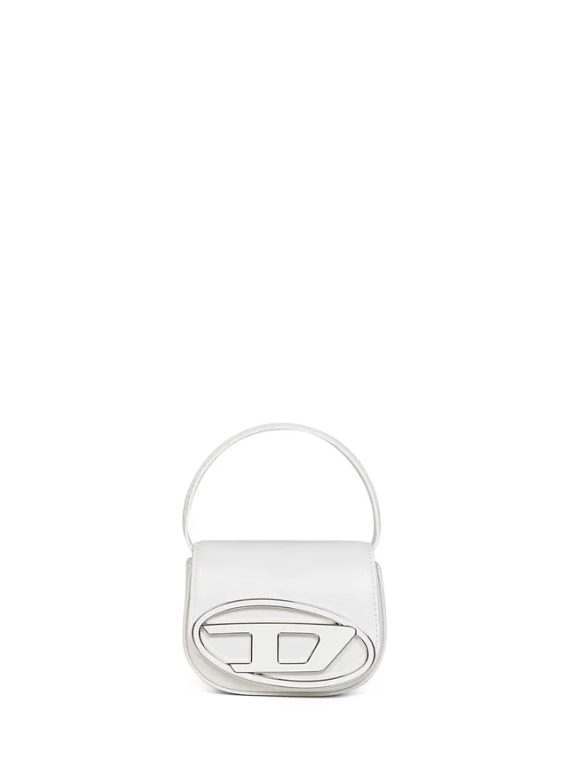 Diesel Foldover With Oval D Plaque Shoulder Bag — White Wool in White Wool from HEWI