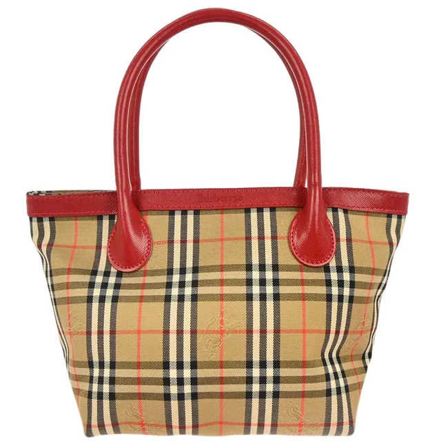 Burberry Burberrys Beige Red Canvas House Check Tote Handbag in Beige Canvas from AMORE Vintage Tokyo