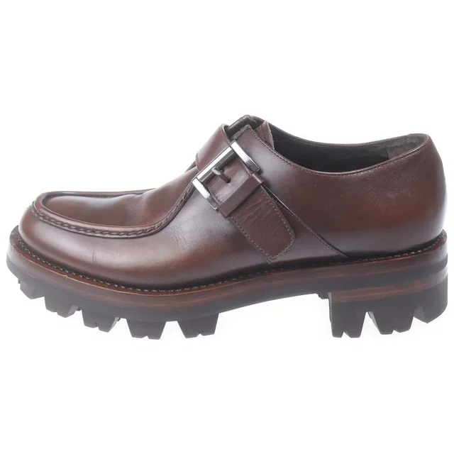 Prada Tank Sole Low-Cut Leather Shoes Brown in Brown Leather from The Reluxe