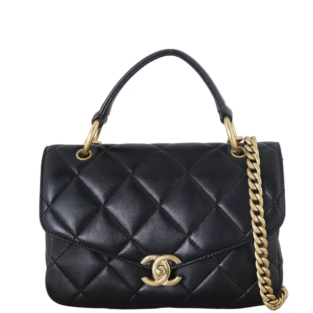 Chanel CC Top Handle Flap Bag in Lambskin from Luxe.It.Fwd