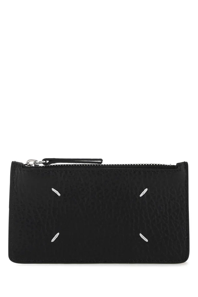 Maison Margiela Leather Card Case Wallet — Black in Black Leather from HEWI