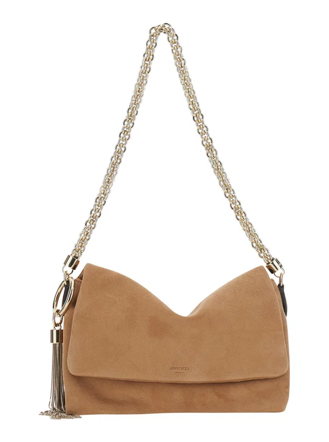 Jimmy Choo Callie Flap Shoulder Bag — Beige Goat Leather in Beige Goatskin from HEWI