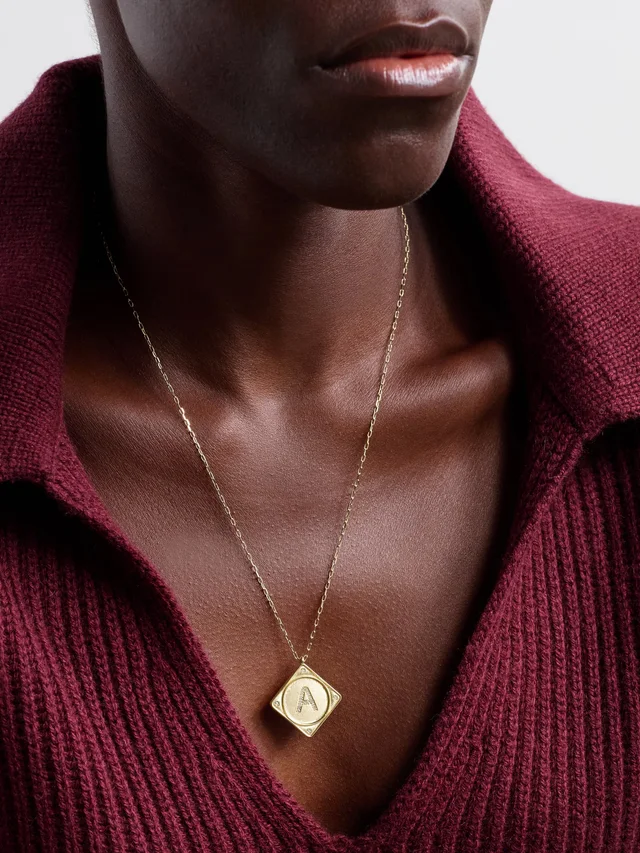 LAUREN RUBINSKI Initial 14-karat gold diamond necklace in Metallic, photo 2 of 2 from NET-A-PORTER (Canada)