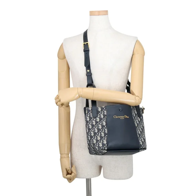 Dior Oblique Signature Bucket Bag NavyM2840UTZQ_M928 Canvas Leather Size Small in Canvas from GALLERY RARE, photo 5 of 17
