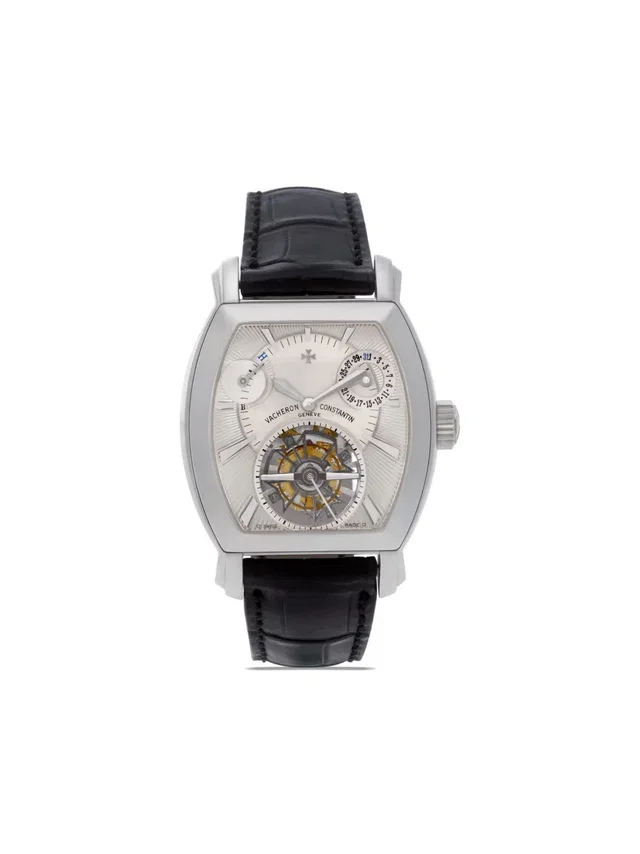 Vacheron Constantin 2000s pre-owned Malte Tourbillon 36mm - men - Leather/Platinum - One Size - Silver in silver|gray Leather from Farfetch