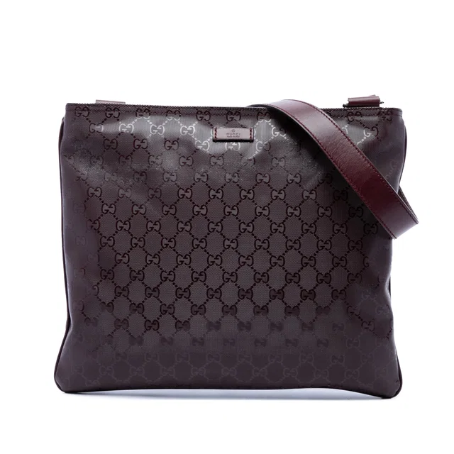 Red Gucci GG Imprime Crossbody in Red Coated canvas from Designer Revival