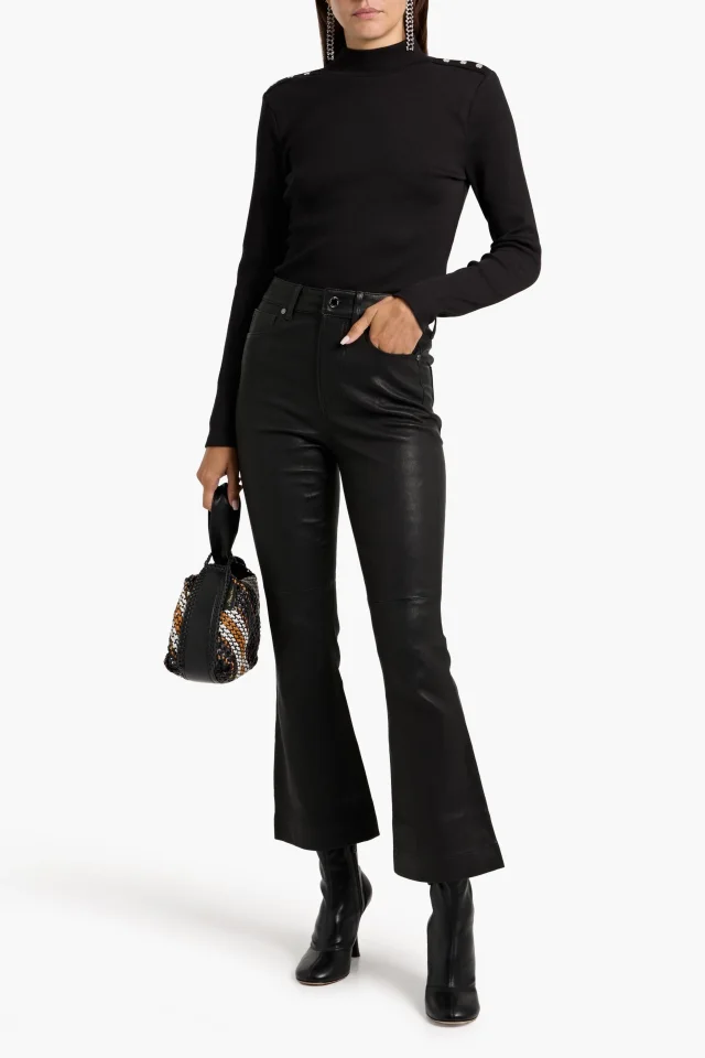 Veronica Beard Carson High-Rise Flared Leather Pants, photo 2 of 4 from THE OUTNET