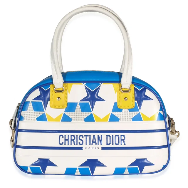 Blue Multicolor Calfskin Star Medium Dior Vibe Bowling Bag in Blue Calfskin from myGemma