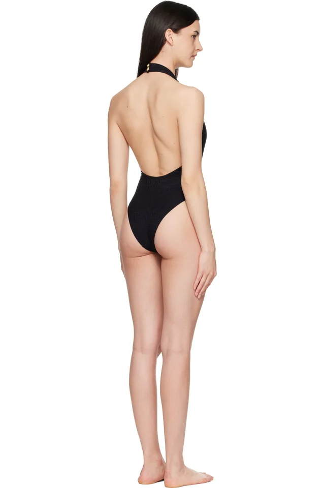 BALMAIN Black Halter Strap Swimsuit, photo 3 of 4 from SSENSE