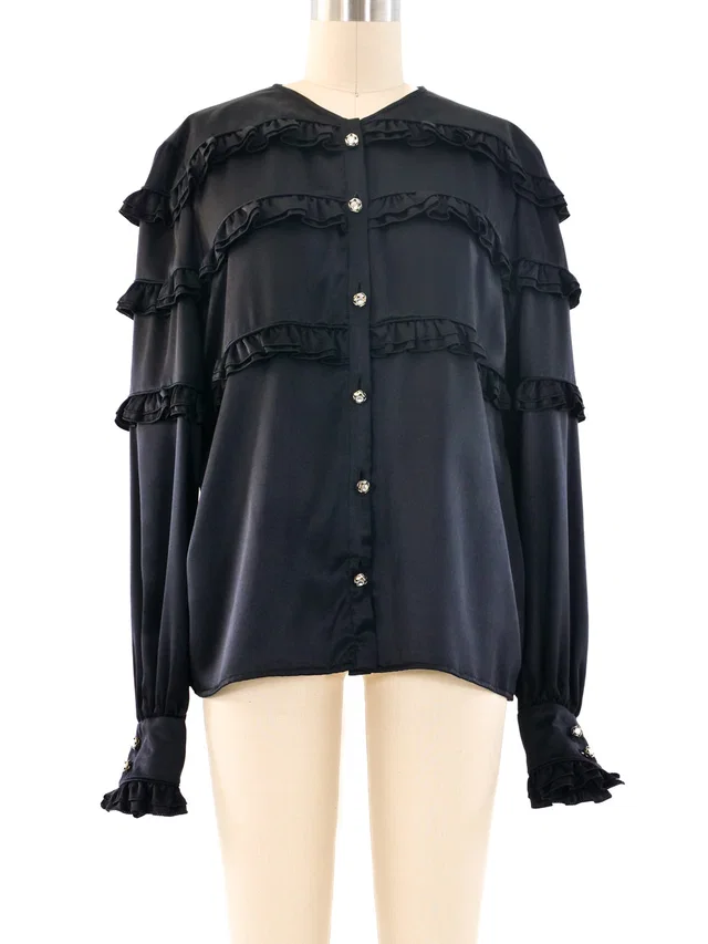 Valentino Garavani Silk Ruffle Blouse in Silk from Arcade Vintage