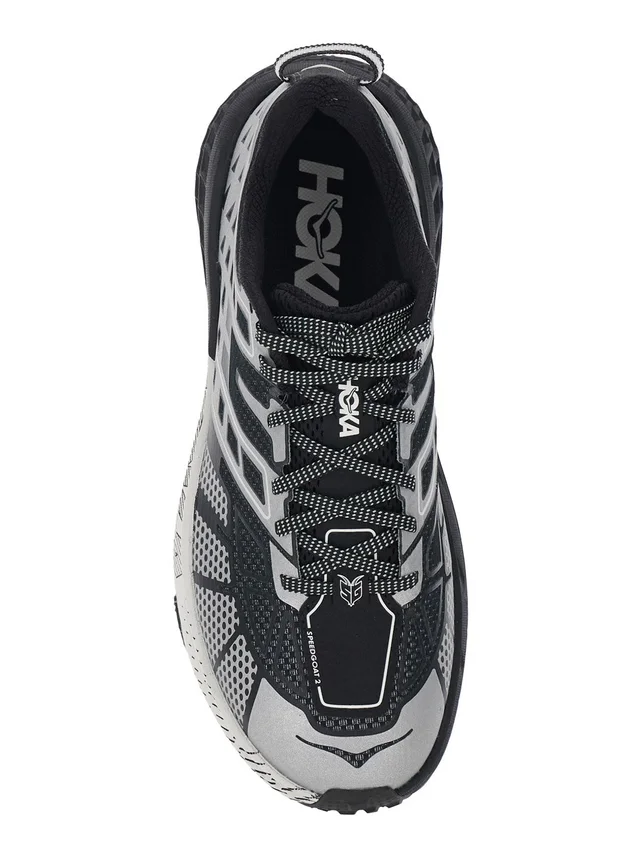 HOKA Sneaker 'U Speedgoat 2TS' Low Top with Laces with Print and Logo Lettering on the Side in Black Tech Fabric Unisex in Black, photo 7 of 7 from Gaudenzi Boutique