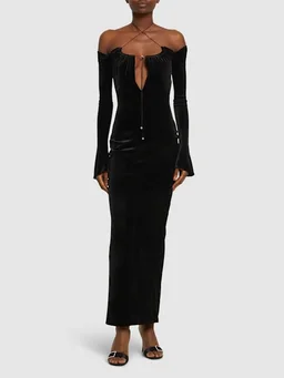 16arlington Long dress with bell sleeves in 92% Polyester, 8% Elastane, photo 2 of 5 from LUISAVIAROMA