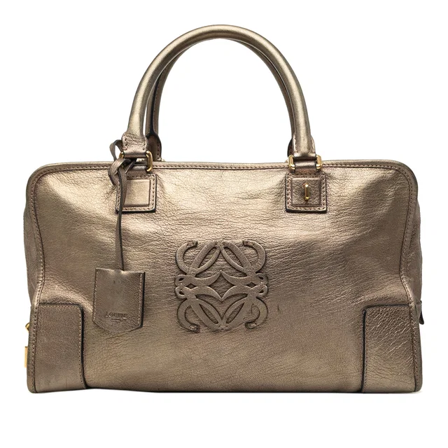Gold LOEWE Metallic Leather Amazona 35 Handbag in Gold Leather from Designer Revival