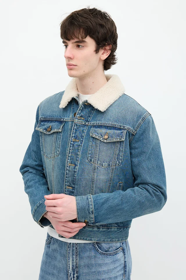 Saint Laurent 2020 Denim & Shearling Jacket in Denim from VSP Consignment, photo 2 of 2