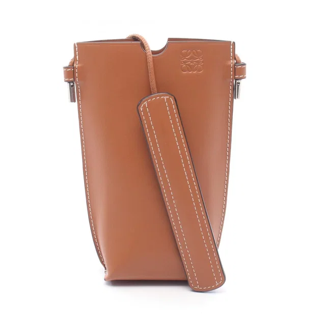 Loewe Shoulder Bag Gate Pocket Brown Leather in Brown Leather from The Reluxe