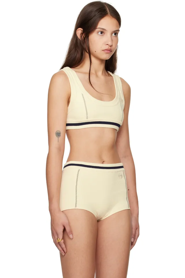 AMBUSH Off-White Contrast Stitch Bra Top, photo 2 of 4 from SSENSE
