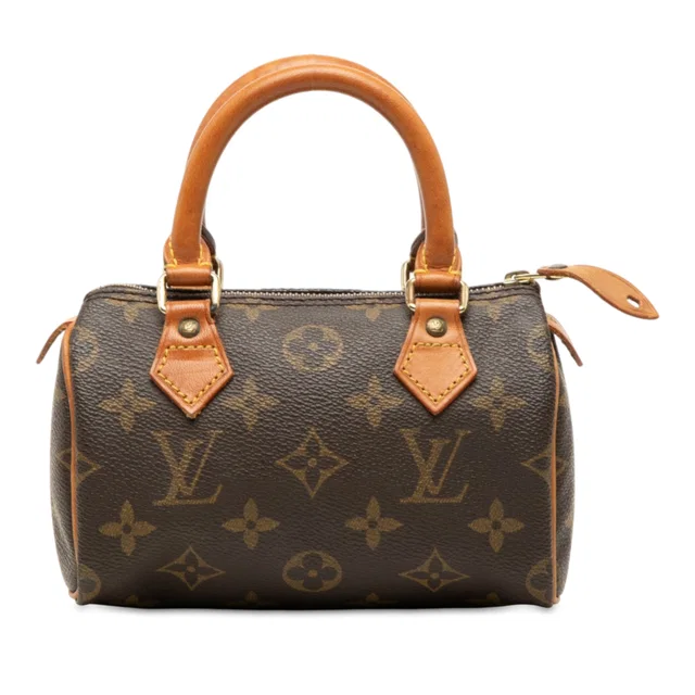 Brown Louis Vuitton Monogram Mini Speedy HL Satchel in Brown Coated canvas from Designer Revival