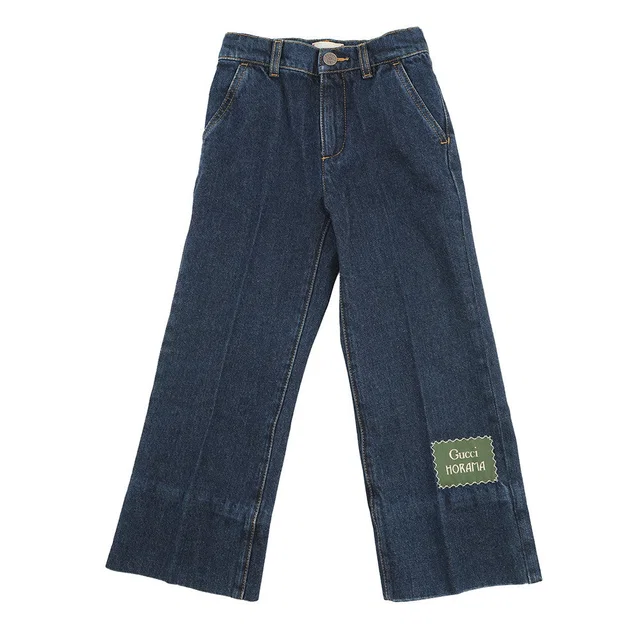 Gucci Children's HORAMA Patch Denim Pants Size 5 Navy622858 XDBAN Denim in Denim from GALLERY RARE