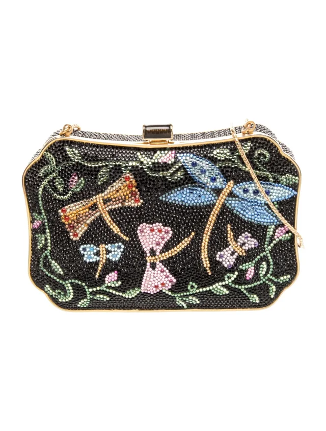 Judith Leiber Crystal Evening Bag in black Leather from The RealReal