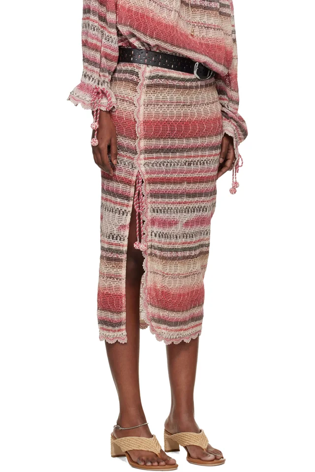 Isabel Marant Pink Noryane Cotton Sunrise Net Midi Skirt, photo 2 of 5 from SSENSE