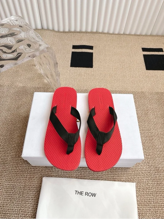 The Row Red Flip Flops With Black Straps in black|red from Poshmark