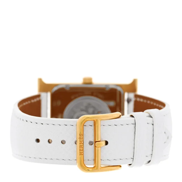 Hermès Stainless Steel Epsom 30.5mm Heure H Hour Quartz Watch Blanc in White Epsom leather from FASHIONPHILE, photo 3 of 4