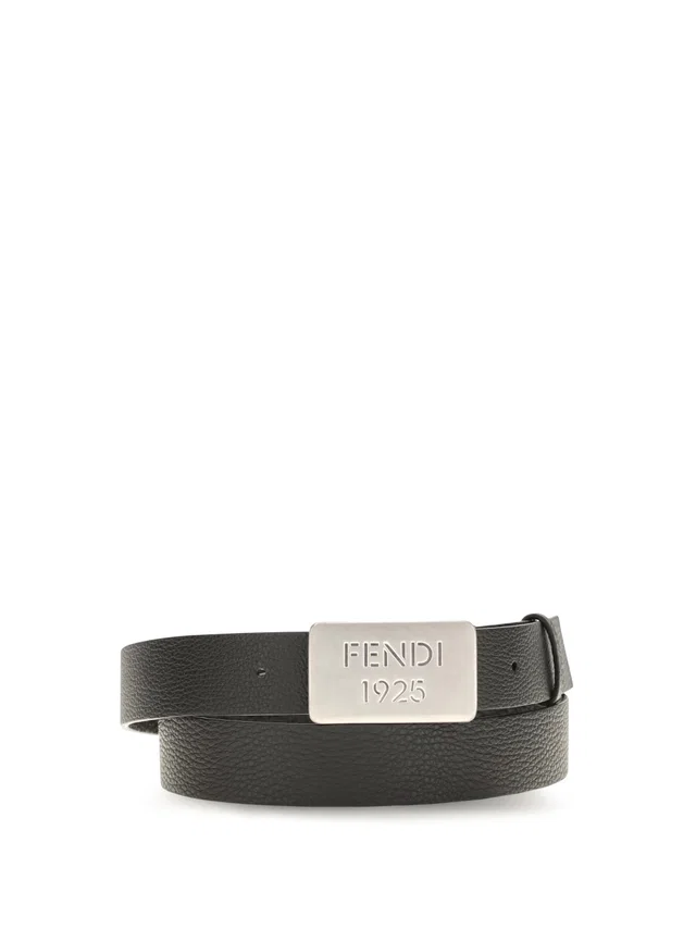 Fendi Cuoio Romano Leather Belt — Black Calf Bos Taurus in Black Leather from HEWI