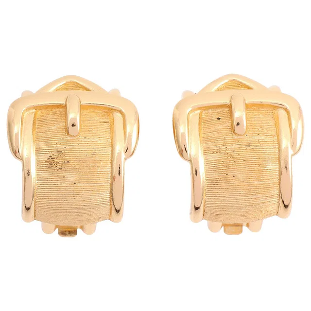 Dior Belt Motif Earrings Gold in Gold from VINTAGE QOO TOKYO
