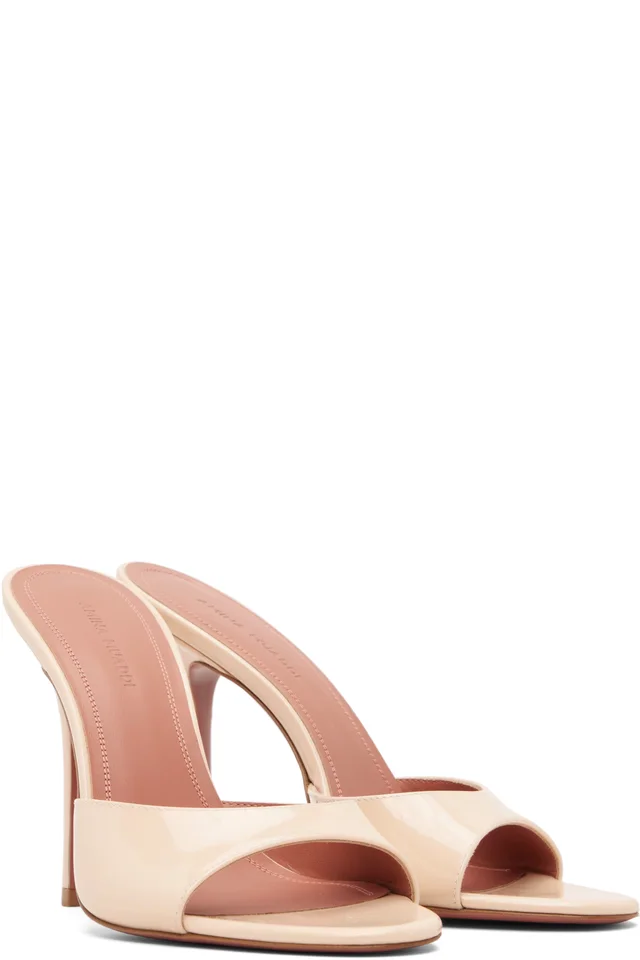 Amina Muaddi Beige Elodie Slipper 105 Heeled Sandals, photo 4 of 4 from SSENSE