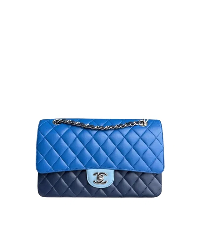 Chanel Classic Flap Medium - 25cm Quilted Lambskin Tri-color Blue Silver Hardware Series 22 in Blue Lambskin from Luxury Promise