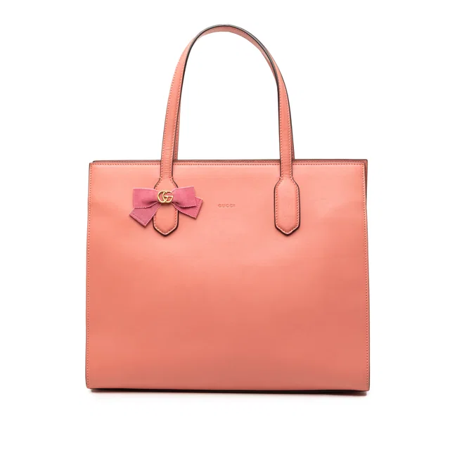 Pink Gucci GG Marmont Calfskin Ribbon Tote in Pink Calfskin from Designer Revival