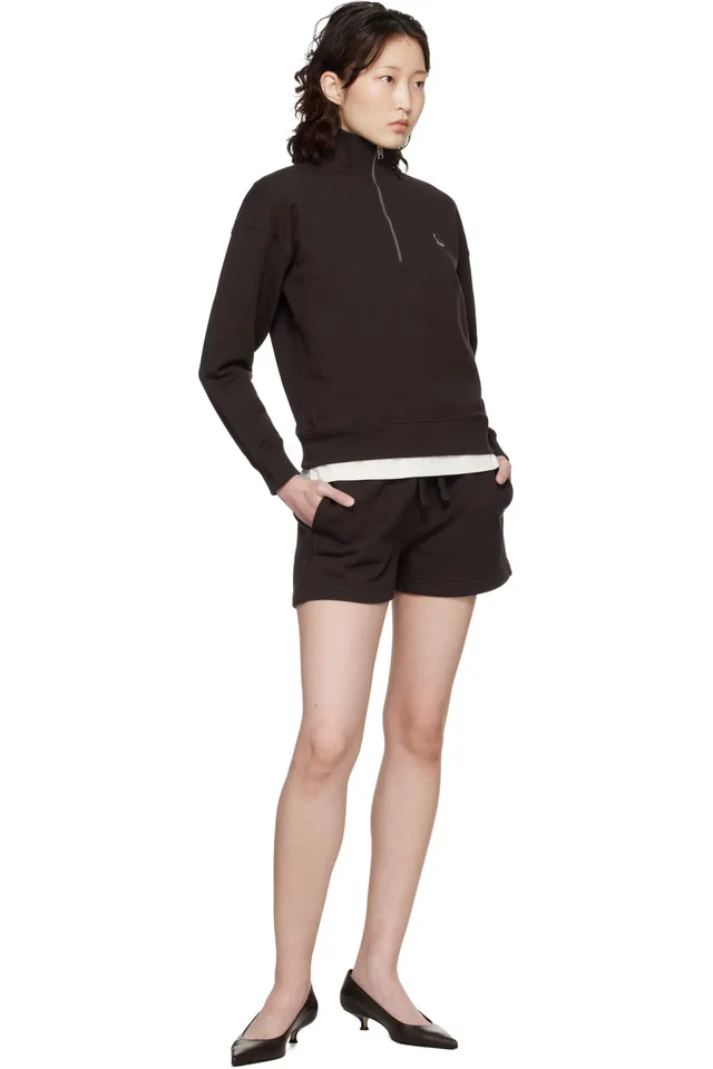 Maison Kitsuné Brown Baby Fox Half Zip Sweatshirt, photo 4 of 4 from SSENSE