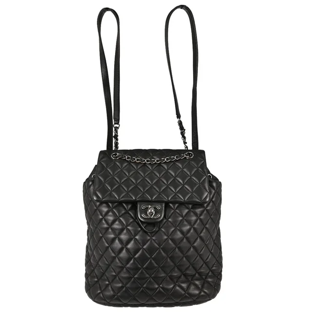 Chanel 2016-2017 Black Lambskin Urban Spirit Backpack in Black Lambskin from AMORE Vintage Tokyo