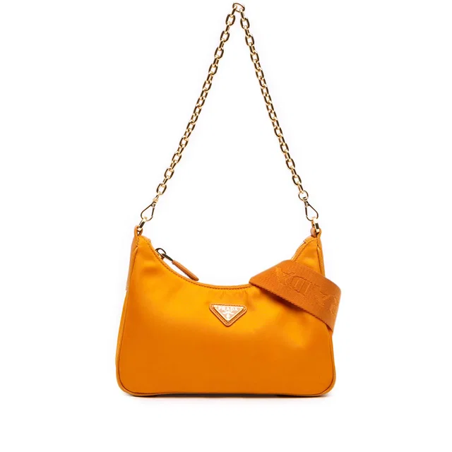 Orange Prada Saffiano Trimmed Re Nylon Re Edition 2005 Satchel in Orange Saffiano leather from Designer Revival