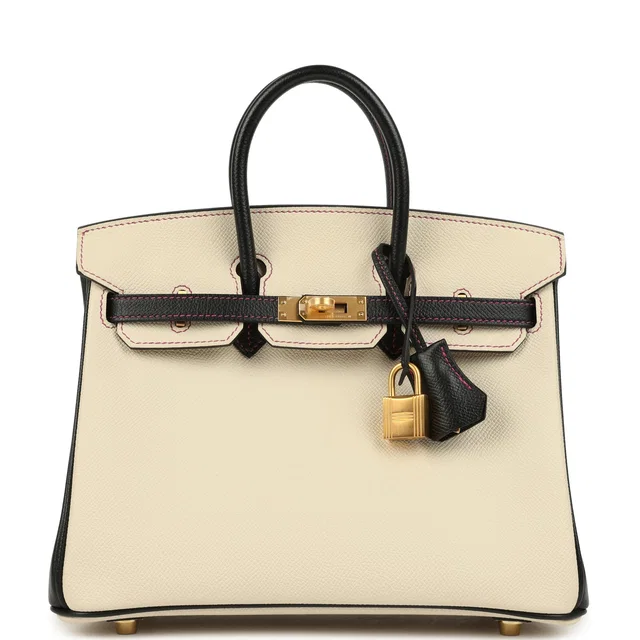 Hermès Special Order (HSS) Birkin 25 Craie, Black Epsom Brushed Gold Hardware in Black Epsom leather from Madison Avenue Couture