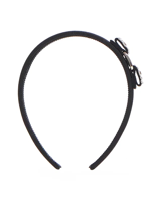 Ferragamo Rhinestone-Embellished Headband — Black Cotton / Viscose Brass Headbands in Black from HEWI