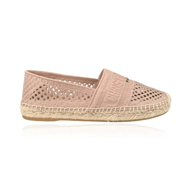Dior Mesh Granville Espadrille Flats in Dusty Pink Cotton Mesh & Rubber from Designer Archives
