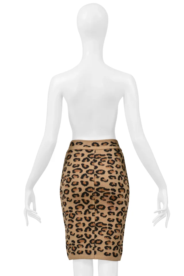 Alaïa Leopard Print Skirt 1991 in Wool from Resurrection Vintage, photo 4 of 8