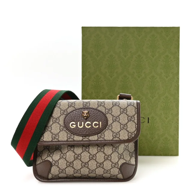 Gucci GG Supreme Monogram Web Small Neo Vintage Double Flap Messenger Bag Beige New Acero in Beige Coated canvas from FASHIONPHILE, photo 11 of 11