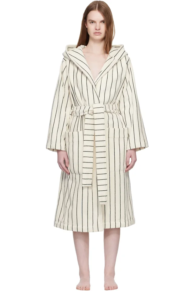 White & Green Terry Hooded Bathrobe, image 1 of 1 from SSENSE