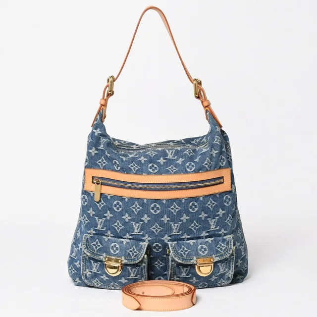 Louis Vuitton Monogram Denim Baggy GM Shoulder Bag Indigo Blue Gold in Blue Denim from The Reluxe