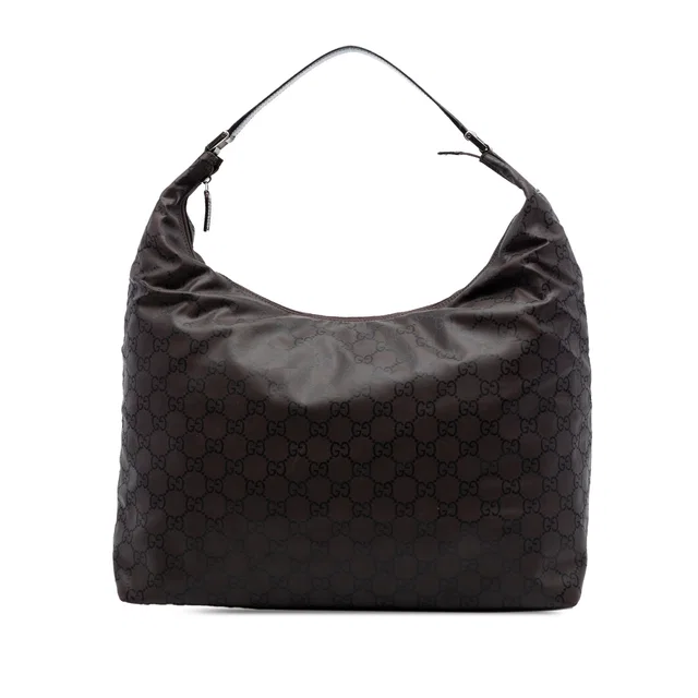 Brown Gucci GG Nylon Shoulder Bag in Brown Nylon from Designer Revival