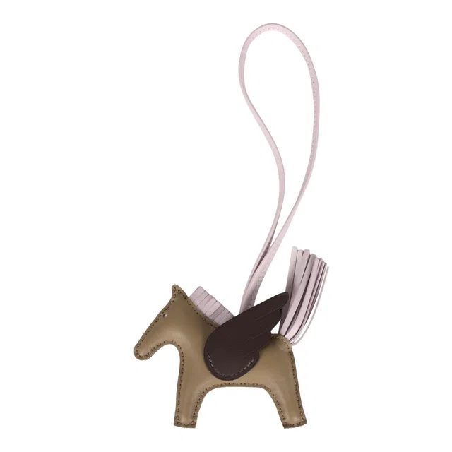 Hermès Pegasus Rodeo Bag Charm PM Beige Marfa, Mauve Pale, Moka Milo Lambskin in Beige Lambskin from Madison Avenue Couture