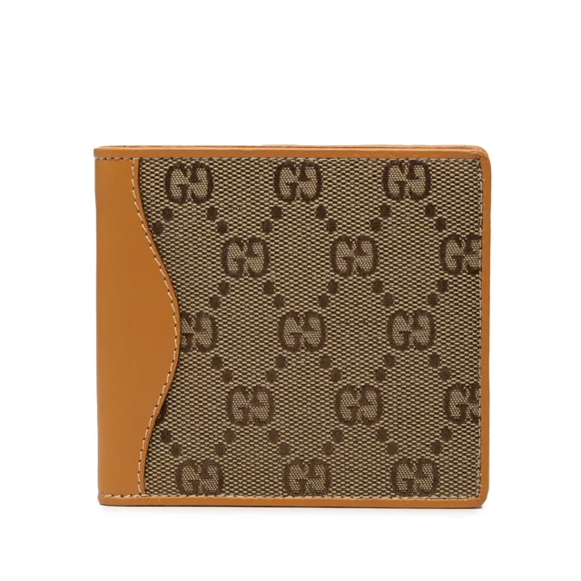 Beige Gucci GG Canvas Bifold Small Wallet in Beige Canvas from Designer Revival
