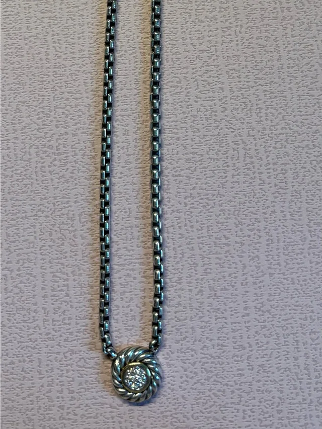 David Yurman Two-Tone Silver & 18k Gold Diamond Cookie Necklace With Pouch/Box in silver|gold|gray from Poshmark