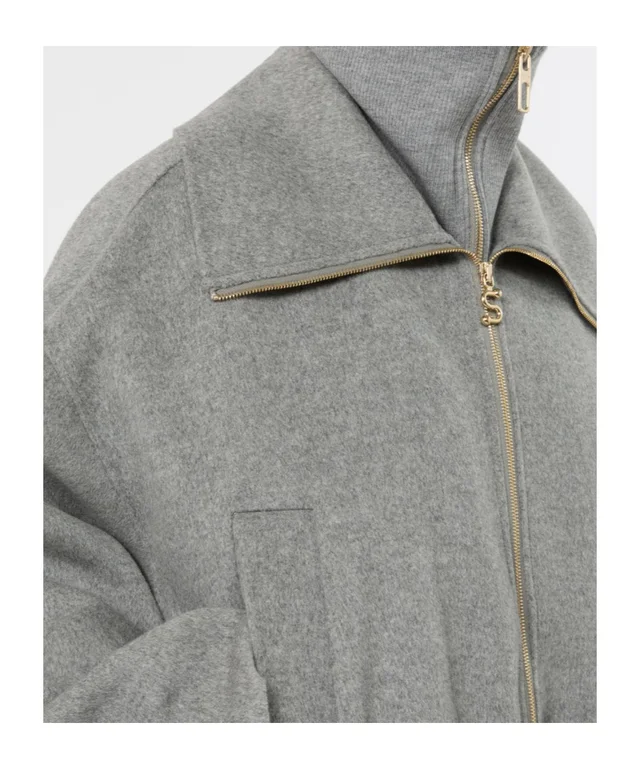 Sportmax Pure wool bomber jacket with removable bib - Medium grey, photo 6 of 6 from SENSER