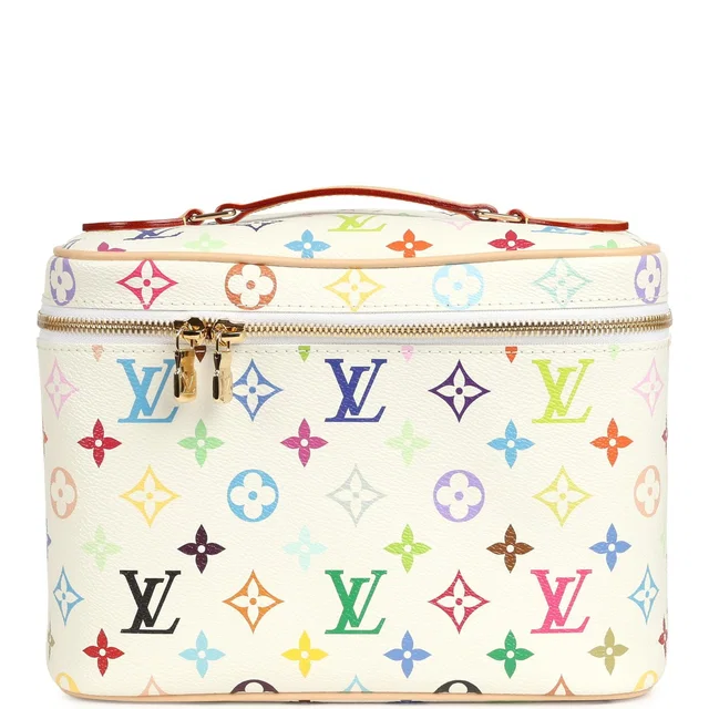 Louis Vuitton X Takashi Murakami Nice BB White Multicolor Monogram Gold Hardware in White Coated canvas from Madison Avenue Couture